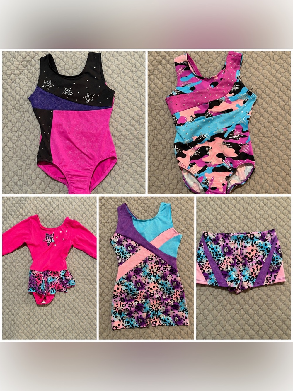Jacques Moret Girls Gymnastics Dance Leotard Skirtall Shorts 5pc Lot size 4/5 XS